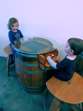 Arcade Wine Barrel with Bar Stools  in Play
