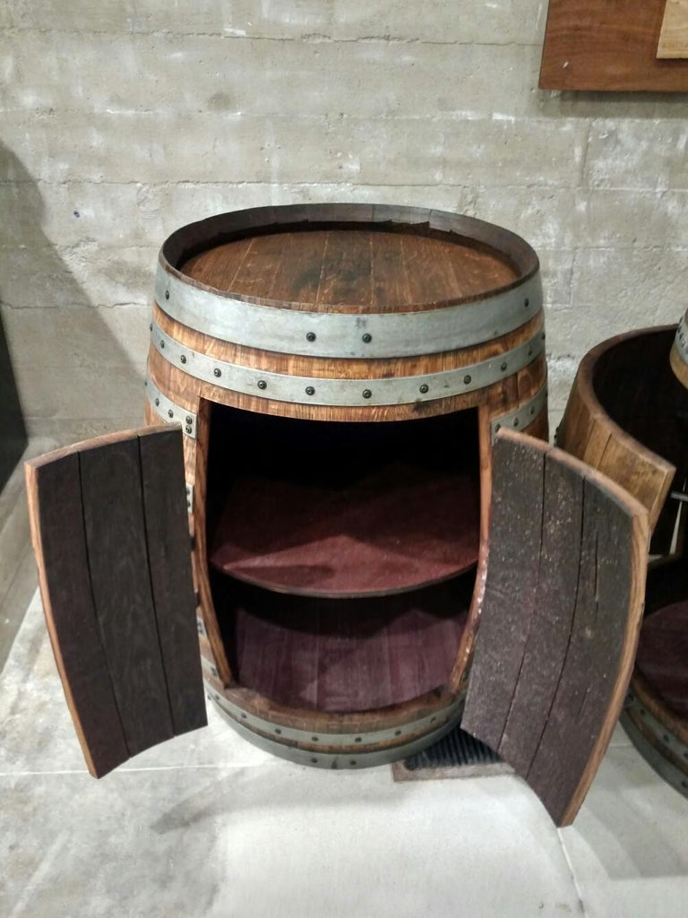 Rustic Wine Barrel Double Door Cabinet Evans Family Barrels