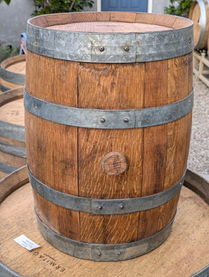 5 Gallon whiskey Barrel sanded and finished with a Medium Walnut Danish Oil