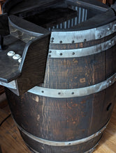 Ebony wine barrel with polished hoops