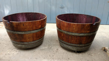 Wine Barrel cut in half - finished in dark walnut