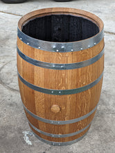 30 Gallon Whiskey Barrel Trash Can  open with charred insides