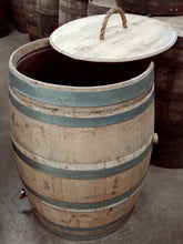 59Gal Cold tub wine barrel and open lid with rope handle, raw (no sanding, no  finish)