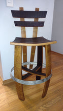 Wine Barrel Bar Stool with back and stave seat