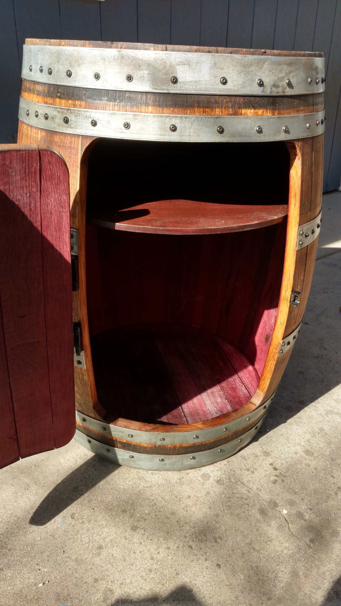 Barrel single door open with high shelf