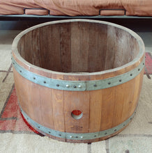 Center Cut Wine Barrel Coffee Table Base 15" in Medium Walnut