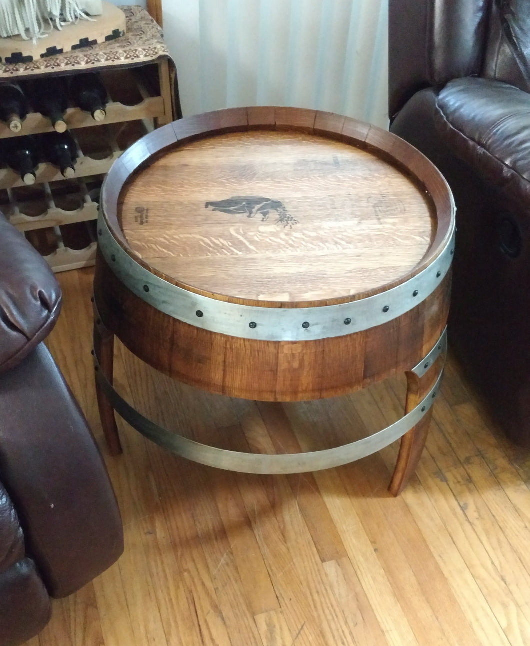 Wine Barrel Straight Cut End Table