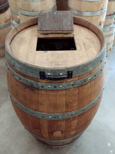 Wine Barrel Hinged Lid Trash Can with Open Window