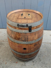 Wine Barrel Hinged Lid Trash Can - with Latch