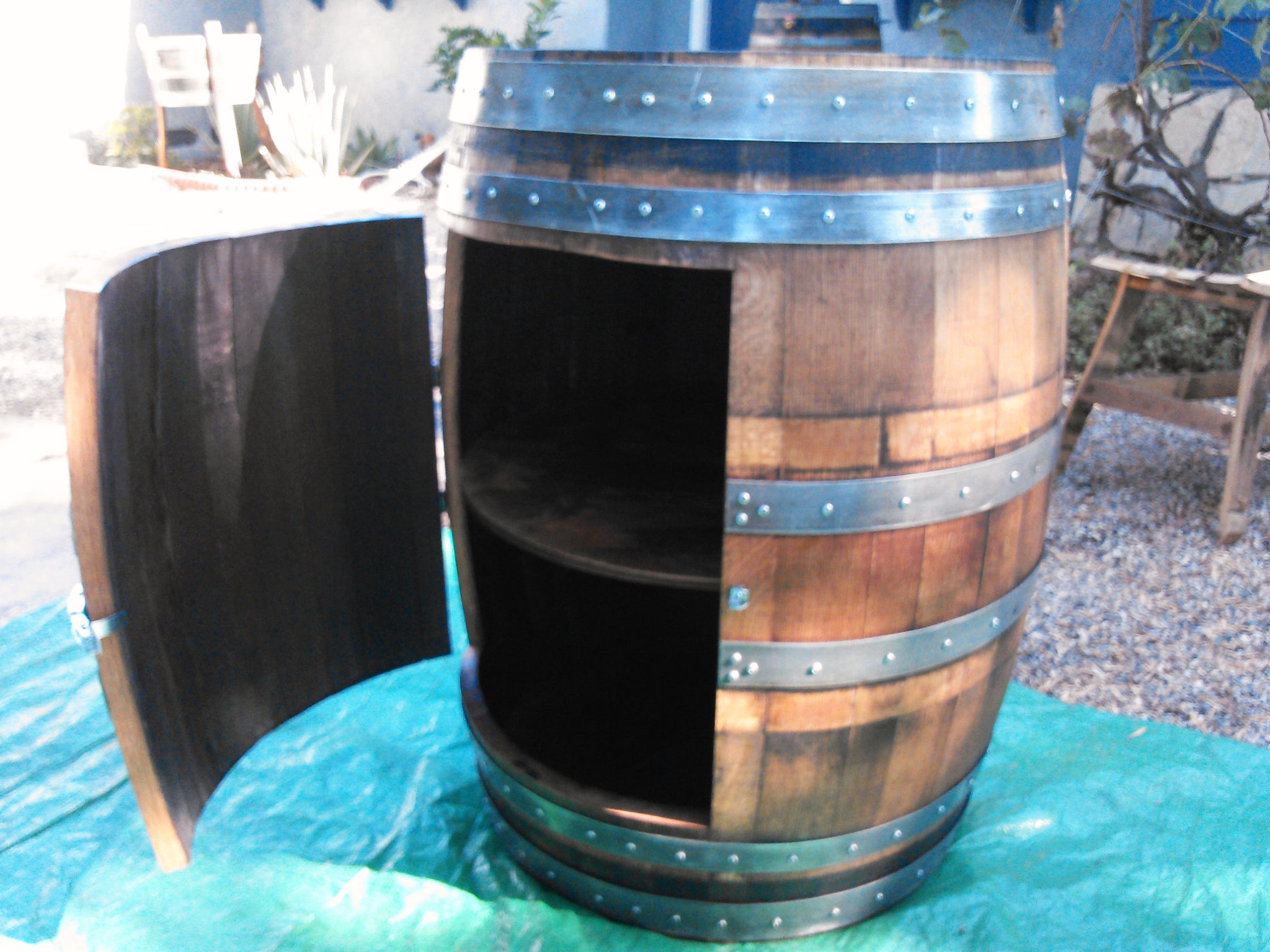 Barrel single door open with shelf