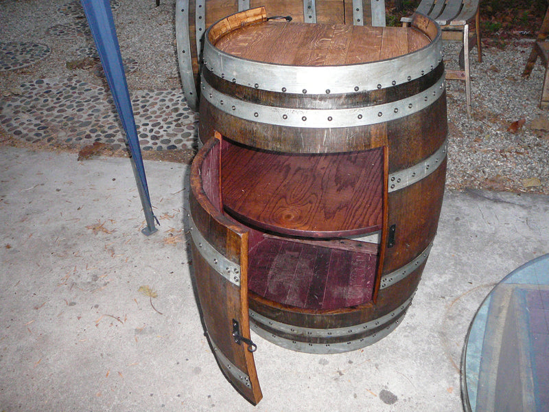 Rustic Wine Barrel Single Door Cabinet Evans Family Barrels